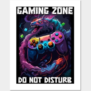 Do Not Disturb Gaming Zone funny cool pop art contoller illustration for gamers Posters and Art